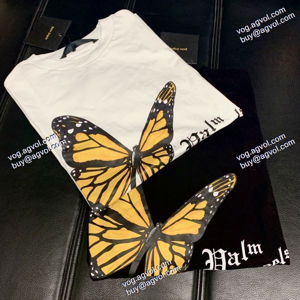 2色可選 重宝するアイテムパーム エンジェルス Palm Angels コピーブランド バタフライロゴプリント半袖Tシャツ 2020秋冬 半袖Tシャツ